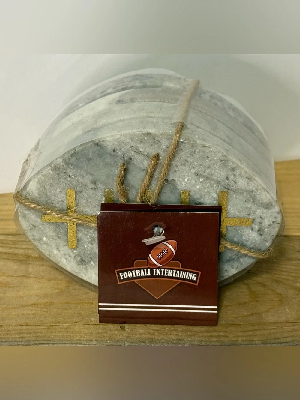 Football Entertaining Football Shaped Marble Coaster Set Of 4 - NWT